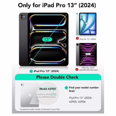 ESR รุ่น Classic Hybrid Back Case - เคส iPad Pro 13" (7th/2024) - สี Clear Black