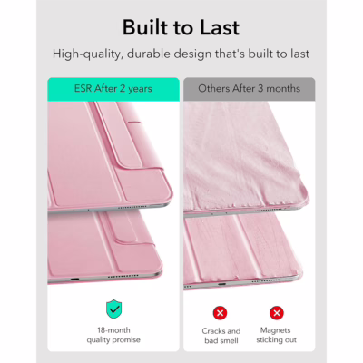 ESR รุ่น Rebound Magnetic Case - เคส iPad Air 11" (2025/2024), iPad Air 10.9" (5th/4th Gen), iPad Pro 11" (1st Gen) - สี Pink