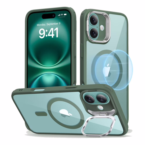 ESR รุ่น Classic Hybrid Case with Stash Stand (HaloLock) - เคส iPhone 16 - สี Clear Green
