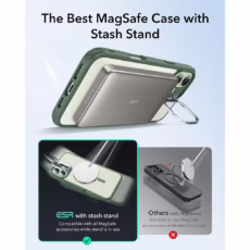 ESR รุ่น Classic Hybrid Case with Stash Stand (HaloLock) - เคส iPhone 16 - สี Clear Green