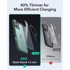 ESR รุ่น Classic Hybrid Case with Stash Stand (HaloLock) - เคส iPhone 16 - สี Clear Green