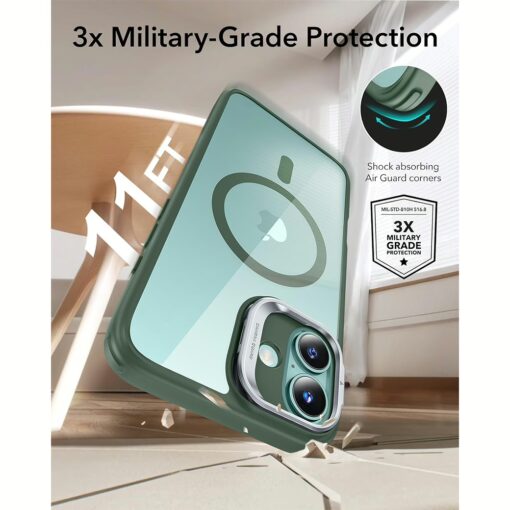 ESR รุ่น Classic Hybrid Case with Stash Stand (HaloLock) - เคส iPhone 16 Plus - สี Clear Green - Image 8