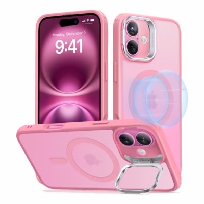 ESR รุ่น Classic Hybrid Case with Stash Stand (HaloLock) - เคส iPhone 16 - สี Frosted Pink