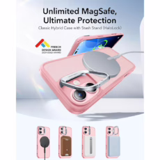 ESR รุ่น Classic Hybrid Case with Stash Stand (HaloLock) - เคส iPhone 16 - สี Frosted Pink