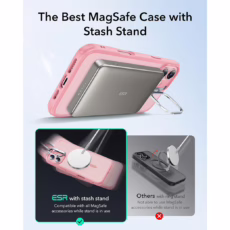 ESR รุ่น Classic Hybrid Case with Stash Stand (HaloLock) - เคส iPhone 16 - สี Frosted Pink