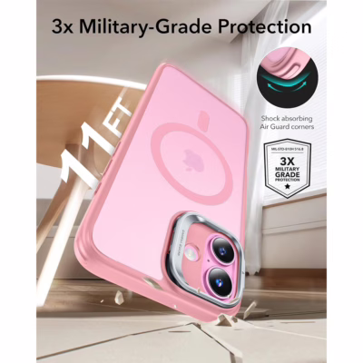 ESR รุ่น Classic Hybrid Case with Stash Stand (HaloLock) - เคส iPhone 16 - สี Frosted Pink
