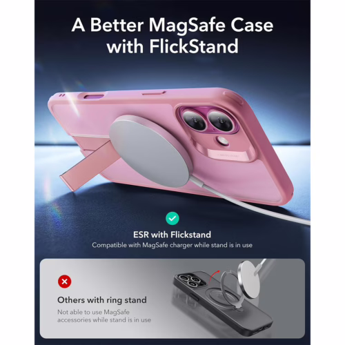 ESR รุ่น Boost Flickstand Case (HaloLock) - เคส iPhone 16 - สี Frosted Pink