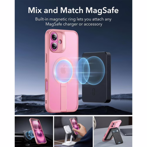 ESR รุ่น Boost Flickstand Case (HaloLock) - เคส iPhone 16 - สี Frosted Pink