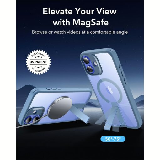 ESR รุ่น Boost Flickstand Case (HaloLock) - เคส iPhone 16 - สี Clear Blue - Image 3