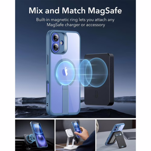 ESR รุ่น Boost Flickstand Case (HaloLock) - เคส iPhone 16 Plus - สี Clear Blue