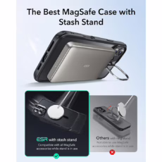ESR รุ่น Classic Hybrid Case with Stash Stand (HaloLock) - เคส iPhone 16 Plus - สี Frosted Black