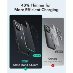 ESR รุ่น Classic Hybrid Case with Stash Stand (HaloLock) - เคส iPhone 16 Plus - สี Frosted Black