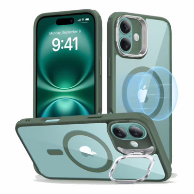ESR รุ่น Classic Hybrid Case with Stash Stand (HaloLock) - เคส iPhone 16 Plus - สี Clear Green