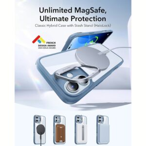 ESR รุ่น Classic Hybrid Case with Stash Stand (HaloLock) - เคส iPhone 16 Plus - สี Clear Blue