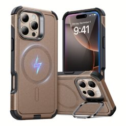 ESR รุ่น Cyber Armor Case with Stash Stand (HaloLock) - เคส iPhone 16 Pro Max - สี Rose Gold