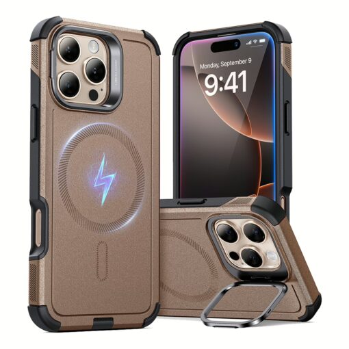 ESR รุ่น Cyber Armor Case with Stash Stand (HaloLock) - เคส iPhone 16 Pro Max - สี Rose Gold