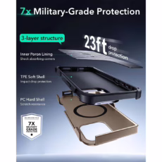 ESR รุ่น Cyber Armor Case with Stash Stand (HaloLock) - เคส iPhone 16 Pro Max - สี Rose Gold