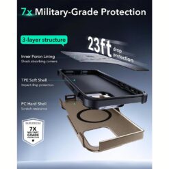 ESR รุ่น Cyber Armor Case with Stash Stand (HaloLock) - เคส iPhone 16 Pro Max - สี Rose Gold