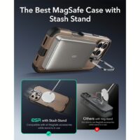 ESR รุ่น Cyber Armor Case with Stash Stand (HaloLock) - เคส iPhone 16 Pro Max - สี Rose Gold
