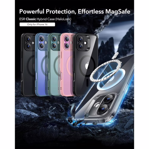 ESR รุ่น Classic Hybrid Case (HaloLock) - เคส iPhone 16 - สี Clear Green
