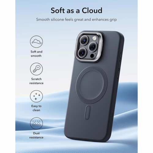 ESR รุ่น Cloud Soft Case with Stash Stand (HaloLock) - เคส iPhone 16 Pro Max - สี Black
