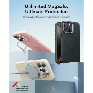 ESR รุ่น Cloud Soft Case with Stash Stand (HaloLock) - เคส iPhone 16 Pro - สี Black