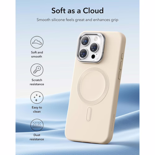 ESR รุ่น Cloud Soft Case with Stash Stand (HaloLock) - เคส iPhone 16 Pro Max - สี Light Tan
