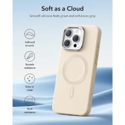 ESR รุ่น Cloud Soft Case with Stash Stand (HaloLock) - เคส iPhone 16 Pro - สี Light Tan