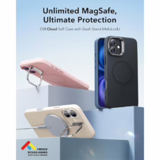ESR รุ่น Cloud Soft Case with Stash Stand (HaloLock) - เคส iPhone 16 Plus - สี Black