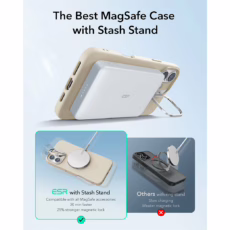 ESR รุ่น Cloud Soft Case with Stash Stand (HaloLock) - เคส iPhone 16 Plus - สี Light Tan
