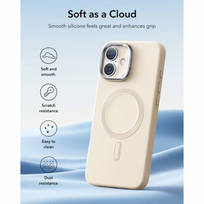 ESR รุ่น Cloud Soft Case with Stash Stand (HaloLock) - เคส iPhone 16 Plus - สี Light Tan