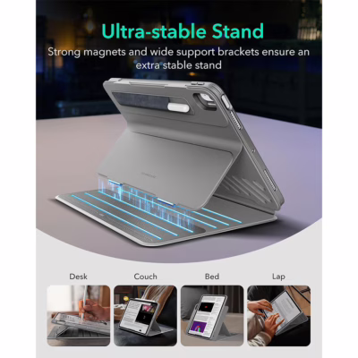 ESR รุ่น Shift Magnetic Case - เคส iPad Air 11" (2025/2024), iPad Air 10.9" (5th/4th Gen), iPad Pro 11" (1st Gen) - สี Grey