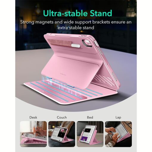 ESR รุ่น Shift Magnetic Case - เคส iPad Air 11" (2025/2024), iPad Air 10.9" (5th/4th Gen), iPad Pro 11" (1st Gen) - สี Pink - Image 4