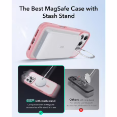 ESR รุ่น Classic Hybrid Case with Stash Stand (HaloLock) - เคส iPhone 16 Pro - สี Frosted Pink