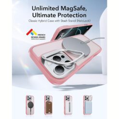 ESR รุ่น Classic Hybrid Case with Stash Stand (HaloLock) - เคส iPhone 16 Pro Max - สี Frosted Pink