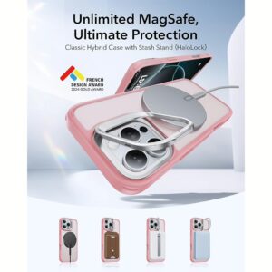 ESR รุ่น Classic Hybrid Case with Stash Stand (HaloLock) - เคส iPhone 16 Pro Max - สี Frosted Pink
