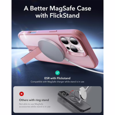 ESR รุ่น Boost Flickstand Case (HaloLock) - เคส iPhone 16 Pro - สี Frosted Pink