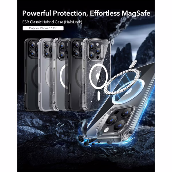 ESR รุ่น Classic Hybrid Case (HaloLock) - เคส iPhone 16 Pro - สี Clear Shimmer