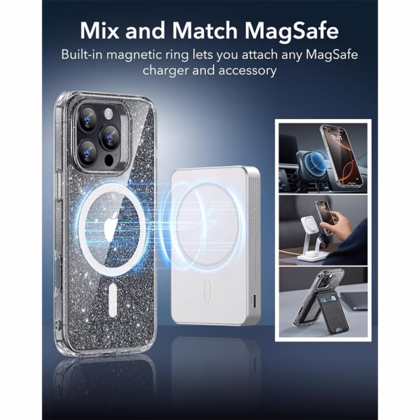 ESR รุ่น Classic Hybrid Case (HaloLock) - เคส iPhone 16 Pro - สี Clear Shimmer