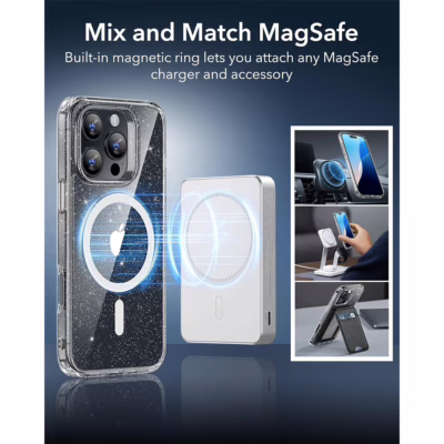 ESR รุ่น Classic Hybrid Case (HaloLock) - เคส iPhone 16 Pro Max - สี Clear Shimmer