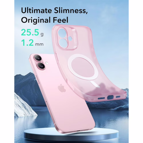 ESR รุ่น Zero Clear Case (HaloLock) - เคส iPhone 16 Plus - สี Frosted Pink