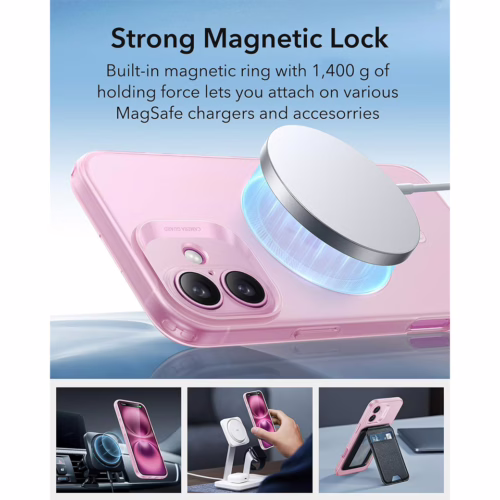 ESR รุ่น Zero Clear Case (HaloLock) - เคส iPhone 16 Plus - สี Frosted Pink