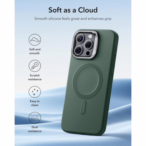 ESR รุ่น Cloud Soft Case with Stash Stand (HaloLock) - เคส iPhone 16 Pro Max - สี Green