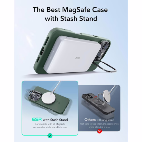 ESR รุ่น Cloud Soft Case with Stash Stand (HaloLock) - เคส iPhone 16 Pro Max - สี Green