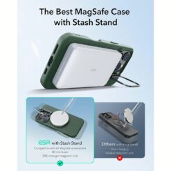 ESR รุ่น Cloud Soft Case with Stash Stand (HaloLock) - เคส iPhone 16 Pro - สี Green
