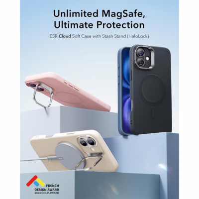 ESR รุ่น Cloud Soft Case with Stash Stand (HaloLock) - เคส iPhone 16 - สี Pink