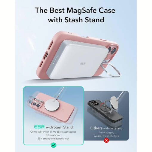 ESR รุ่น Cloud Soft Case with Stash Stand (HaloLock) - เคส iPhone 16 Plus - สี Pink - Image 4