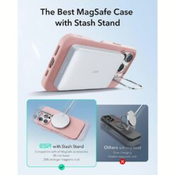 ESR รุ่น Cloud Soft Case with Stash Stand (HaloLock) - เคส iPhone 16 Pro - สี Pink