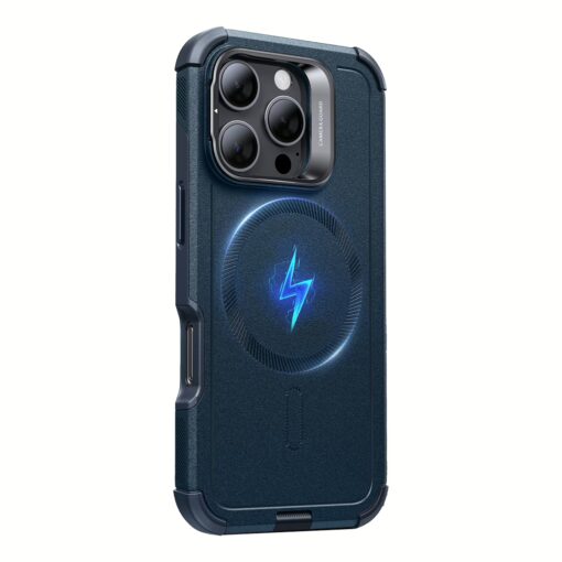 ESR รุ่น Cyber Armor Case with Stash Stand (HaloLock) - เคส iPhone 16 Pro Max - สี Navy Blue - Image 2