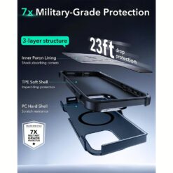 ESR รุ่น Cyber Armor Case with Stash Stand (HaloLock) - เคส iPhone 16 Pro Max - สี Navy Blue